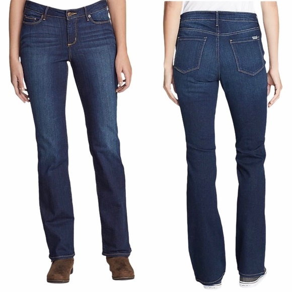 Eddie Bauer Natural Fit Bootcut Specially Dyed Mid Rise Creased Blue Den… - Picture 1 of 15